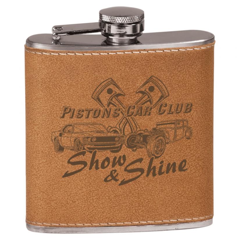 FSK605 - 6 oz. Leather Laserable Stainless Steel Flask FSK605 - 6 oz. Leather Laserable Stainless Steel Flask